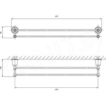 Держатель для полотенец Omnires Art Line AL53226CR