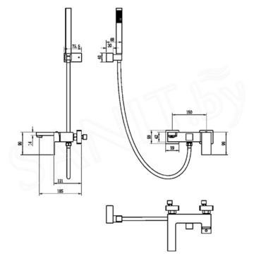 Смеситель для ванны Boheme Qubic Matt Black 473-B