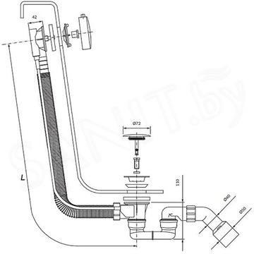 Сифон для ванны Omnires CGS TK104-PLUS-3.01+64-SCR