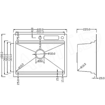 Кухонная мойка Roxen Stage 60 PVD (графит) в комплекте с держателем для ножей, двумя коландерами, разделочной доской и дозатором