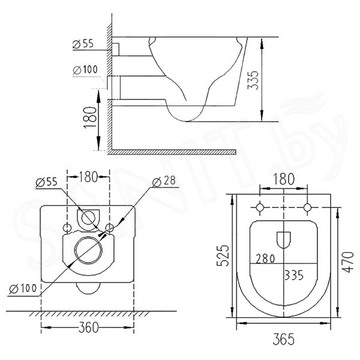 Комплект инсталляции Berges Novum 525 c кнопкой L1 и унитазом Roxen Porto 530155-01 Rimless Soft Close