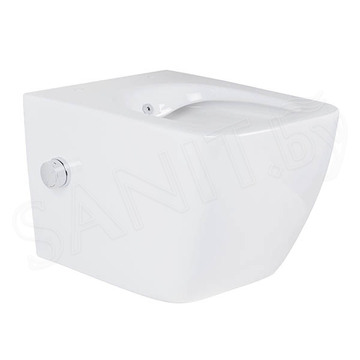 Комплект инсталляции Geberit Duofix с панелью смыва Delta 21 и подвесным унитазом Roxen Cube Bidet 530135-01X с функцией биде