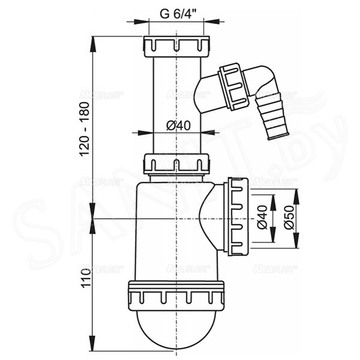 Сифон для мойки Alcaplast A443P-DN50/40