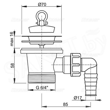 Донный клапан для мойки Alcaplast A33P