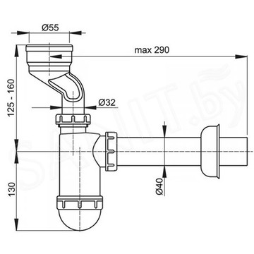 Сифон для писсуара AlcaPlast A45A-BL-01