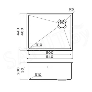 Кухонная мойка Omoikiri Taki 54-U/IF-GB / 54-U/IF-IN / 54-U/IF-LG Side