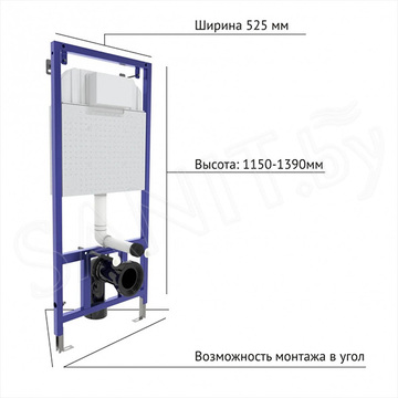 Комплект инсталляции Berges Novum 525 c кнопкой D5, подвесным унитазом Okus и сиденьем Toma Slim SO