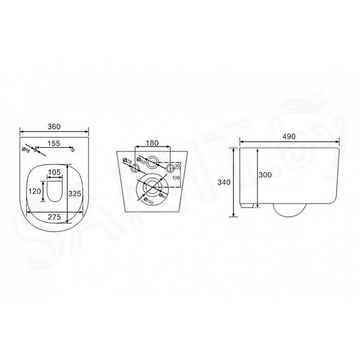 Комплект инсталляции Berges Novum 525 c кнопкой D5, подвесным унитазом Ventas Rimless и сиденьем Ventas Slim SO