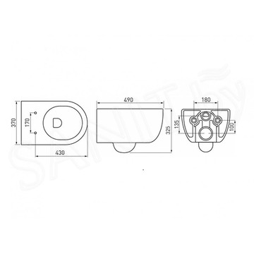 Комплект инсталляции Berges Novum 525 c кнопкой О3, подвесным унитазом Ego Rimless и сиденьем Okus Slim SO