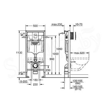 Комплект инсталляции Grohe Rapid SL 38772001 с подвесным унитазом Roca Ona Rimless 34H688000 Slim Soft Close