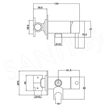 Напольный унитаз Roxen Antares 600185-01 в комплекте со встраиваемым смесителем Roxen Santi 500940-CH