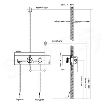 Душевая система Vincea VSFW-422T1GM встраиваемая с термостатом