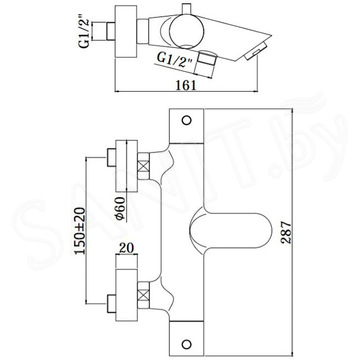 Смеситель для ванны Paffoni Light LIQ023CR термостатический