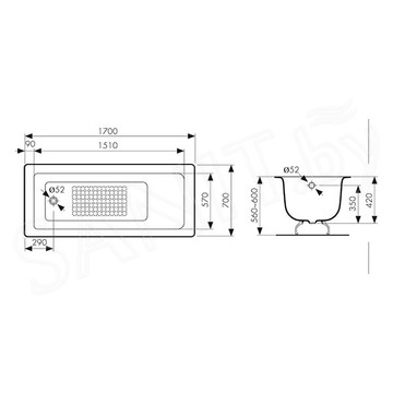 Чугунная ванна Kaiser КВ-1603 / КВ-1605 / КВ-1606
