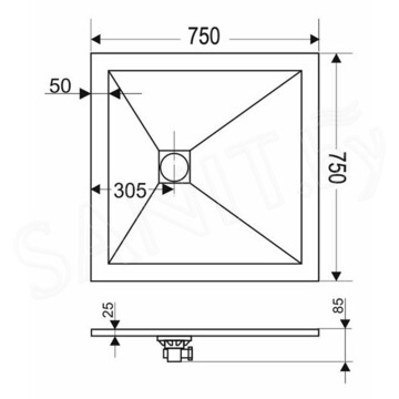 Душевой поддон RGW Stone Tray ST-G серый квадратный