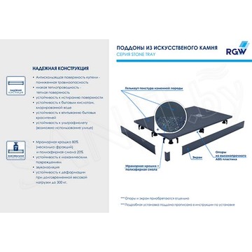 Душевой поддон RGW Stone Tray ST-G серый квадратный