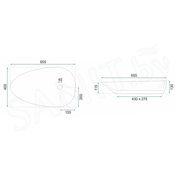 Умывальник Rea Greta 65 Bianco Shiny U6501 / Thunder Shiny U6500