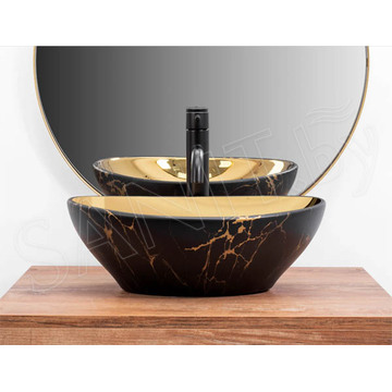 Умывальник Rea Sofia in gold marble black U8011 / in marble black gold U8012