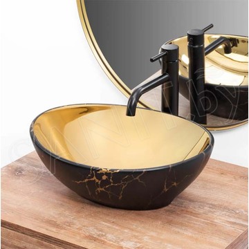 Умывальник Rea Sofia in gold marble black U8011 / in marble black gold U8012