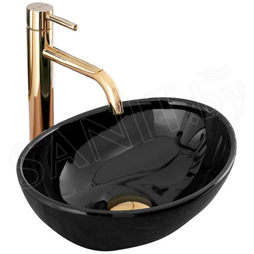 Умывальник Rea Sofia Mini Black U8013 / Mini Black Marble Shiny U6963