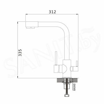 Смеситель для кухонной мойки Shevanik S868X с подключением к фильтру воды