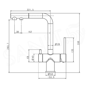 Смеситель для кухонной мойки Paulmark Serpentine Se213222-NI(BS) / Se213222-CR с подключением к фильтру воды