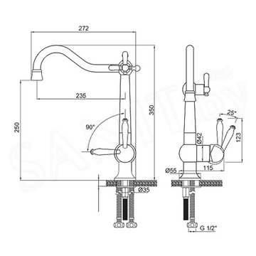 Смеситель для кухонной мойки Paulmark Retro Re213226-BR с подключением к фильтру воды