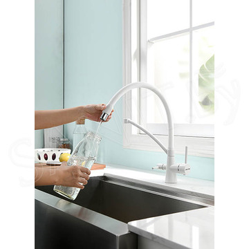 Смеситель для кухонной мойки Paulmark Siegen Si213111-431TW(WH) с подключением к фильтру воды