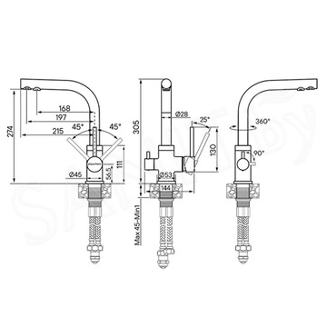 Смеситель для кухонной мойки Paulmark Essen Es213011-NI(BS) с подключением к фильтру воды