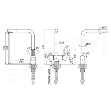 Смеситель для кухонной мойки Paulmark Skalen Sk213020-401(AN) с подключением к фильтру воды