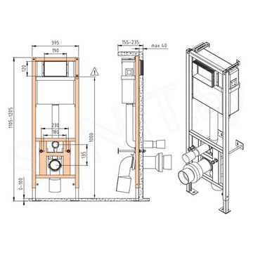 Комплект инсталляции Cersanit City CO DPL EO slim / 64277 с белой кнопкой Estetica