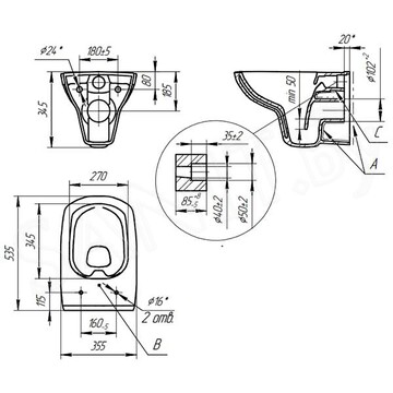 Комплект инсталляции Cersanit Carina XL CO DPL EO Slim / 64441