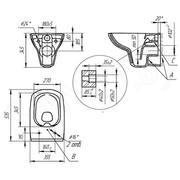 Комплект инсталляции Cersanit Carina XL CO DPL EO / 64119