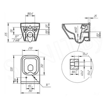 Комплект инсталляции Cersanit Crea Square 64443