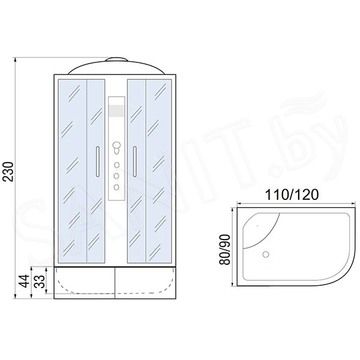 Душевая кабина River Dunay XL 44 MT асимметричная