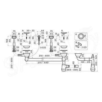 Сифон для мойки Omoikiri WK-2-LG-A