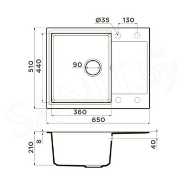 Кухонная мойка Omoikiri Daisen 65T