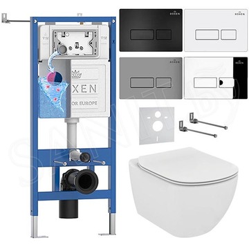 Комплект инсталляции Roxen StounFix Dual Fresh с удлиненными креплениями, аромадозатором, кнопкой смыва Caspia 410280 и унитазом Ideal Standard Tesi Aquablade T007901
