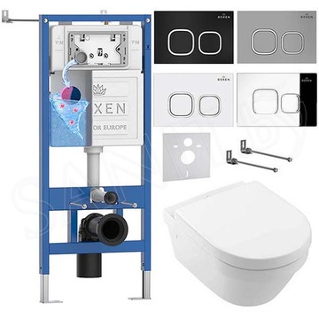 Комплект инсталляции Roxen StounFix Dual Fresh с удлиненными креплениями, аромадозатором, кнопкой Santi 410280 и унитазом Villeroy&Boch Architectura 4694HR01