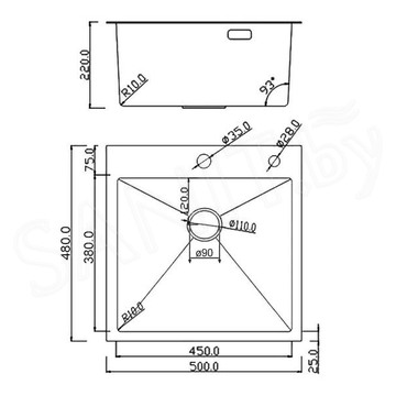 Кухонная мойка Roxen Simple 560220-50 в комплекте с измельчителем пищевых отходов Maunfeld