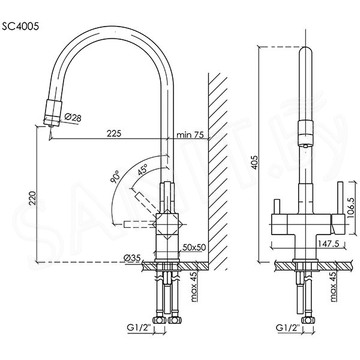 Смеситель для кухонной мойки Sancos Arno SC4005MB с подключением к фильтру воды