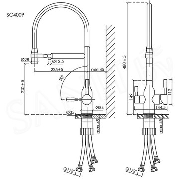 Смеситель для кухонной мойки Sancos Garda SC4009BG с подключением к фильтру воды