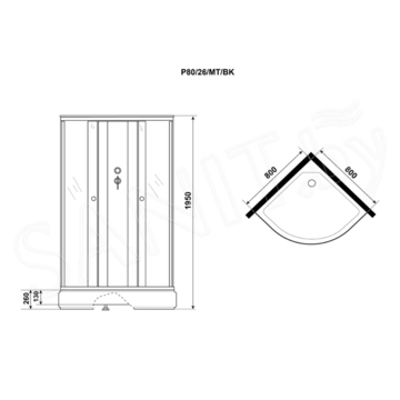 Душевая кабина Niagara Promo P80/26/MT/BK / P90/26/MT/BK / P100/26/MT/BK