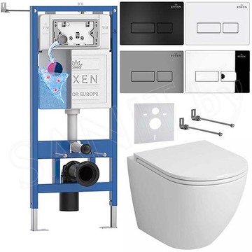 Комплект инсталляции Roxen StounFix Dual Fresh с удлиненными креплениями, аромадозатором, кнопкой Caspia 410280 и унитазом Grossman GR-4455S