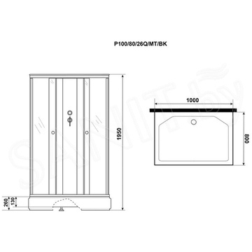 Душевая кабина Niagara Promo P100/80/26Q/MT/BK / P110/80/26Q/MT/BK