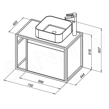 Тумба под умывальник Aquanet Nova Lite Loft 75 / 90 белый