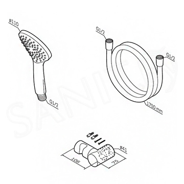 Душевая лейка со шлангом AM.PM Gem F0119022