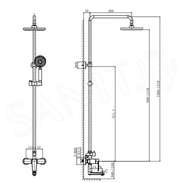 Душевая стойка Caprigo Atlantic 51-310-CRM