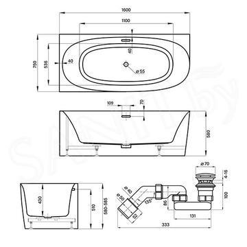 Акриловая ванна Wellsee Belle Spa 2.0 235802002 / 235803002 / 235805002 / 235806002