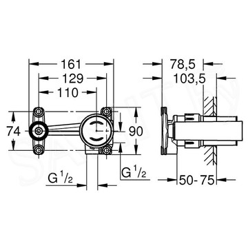 Смеситель встраиваемый Grohe Eurodisc Joy 23429000 (внутренняя часть)